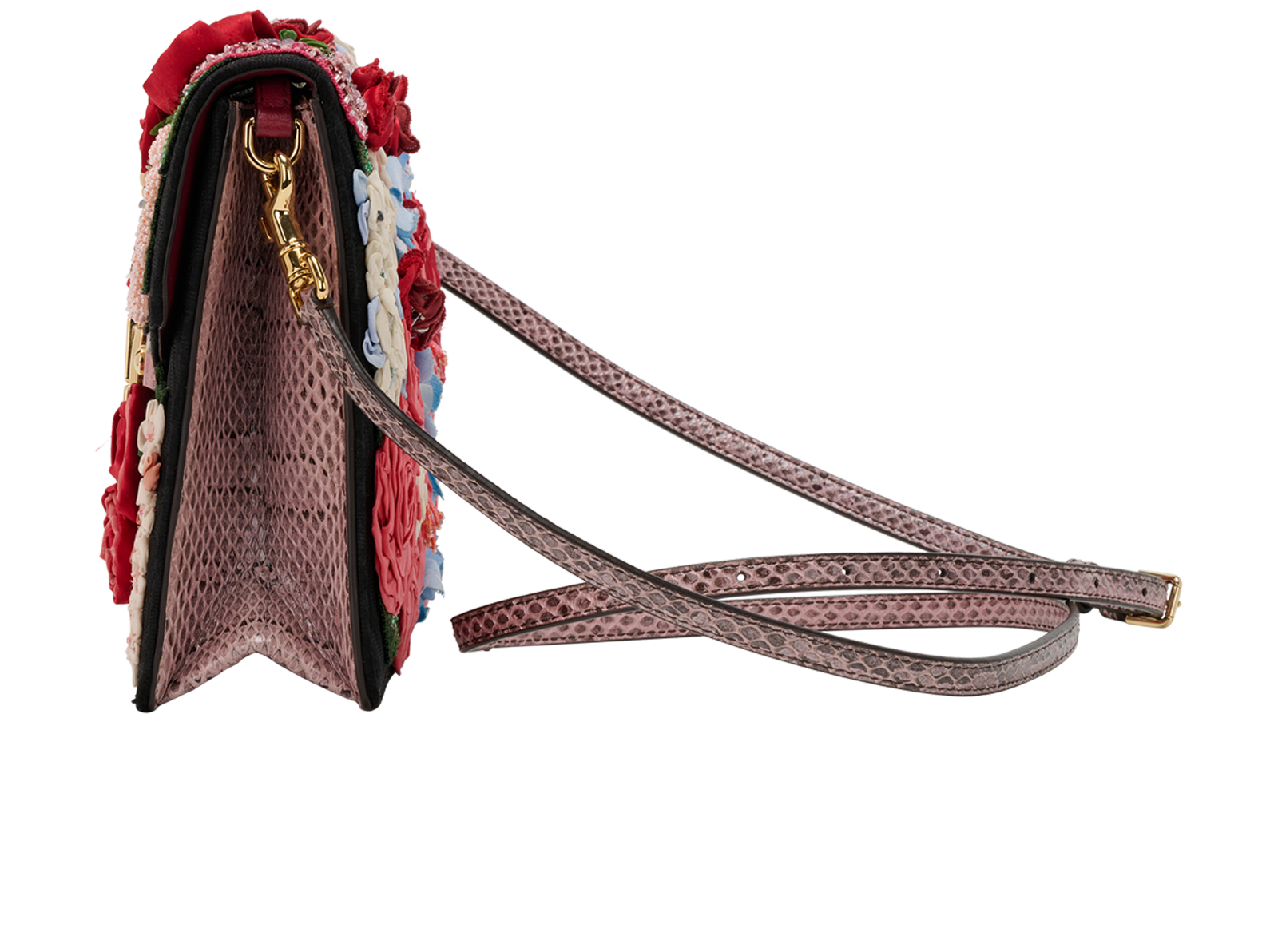 Lucia, &pound;550, Handbags, Beige/Black/Green/Pink/Red, Canvas/Snake, Bottom view